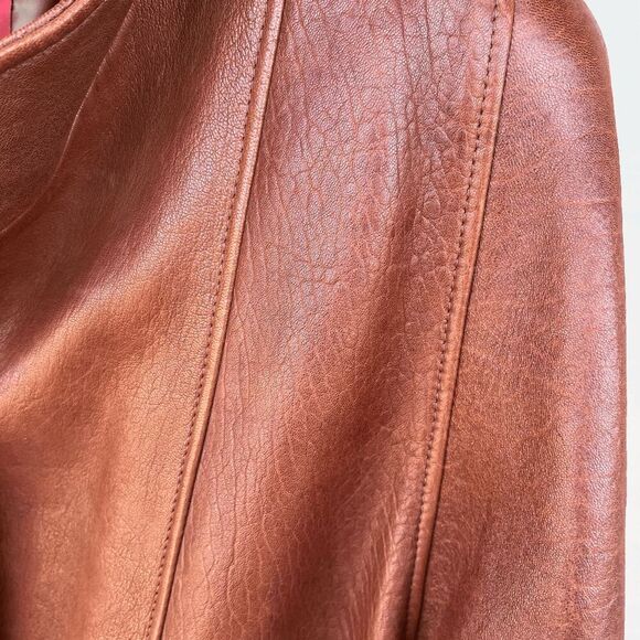 Vintage 70s Reed Sportswear Cognac Leather Coat L–XXL Western Rodeo Boho USA - Picture 8 of 10
